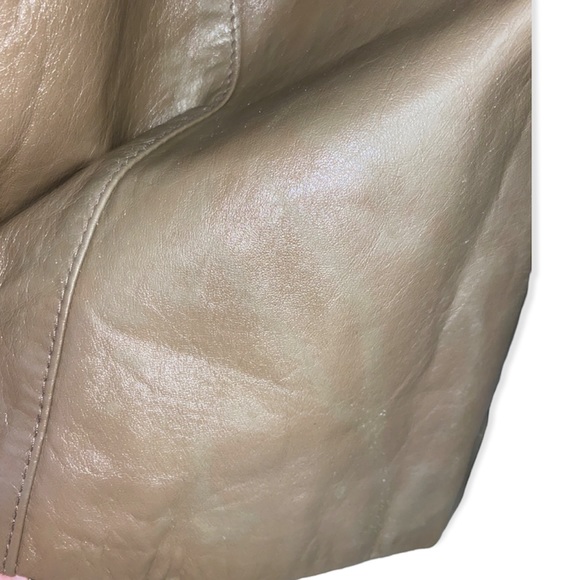 Vintage 70s Etienne Aigner Tan Belted Double Breasted Leather Trench Coat - Picture 14 of 16